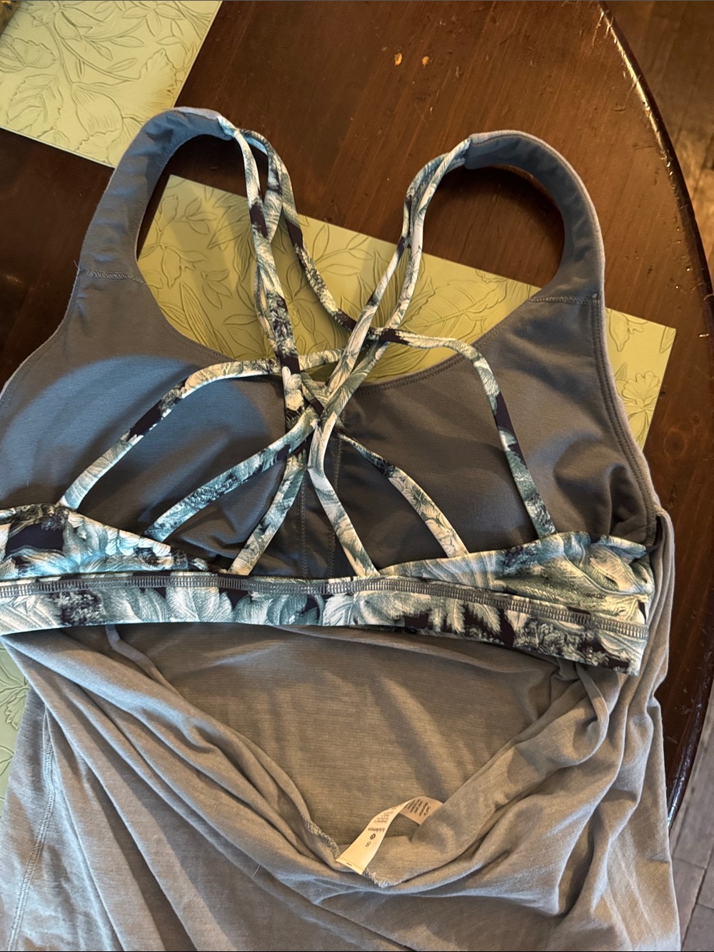 Peloton Green Womens Crossback Performance Tank with Patterned Straps - Picture 3 of 6